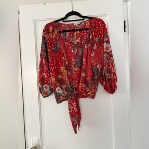 Chenault Red Floral Women's Blouse